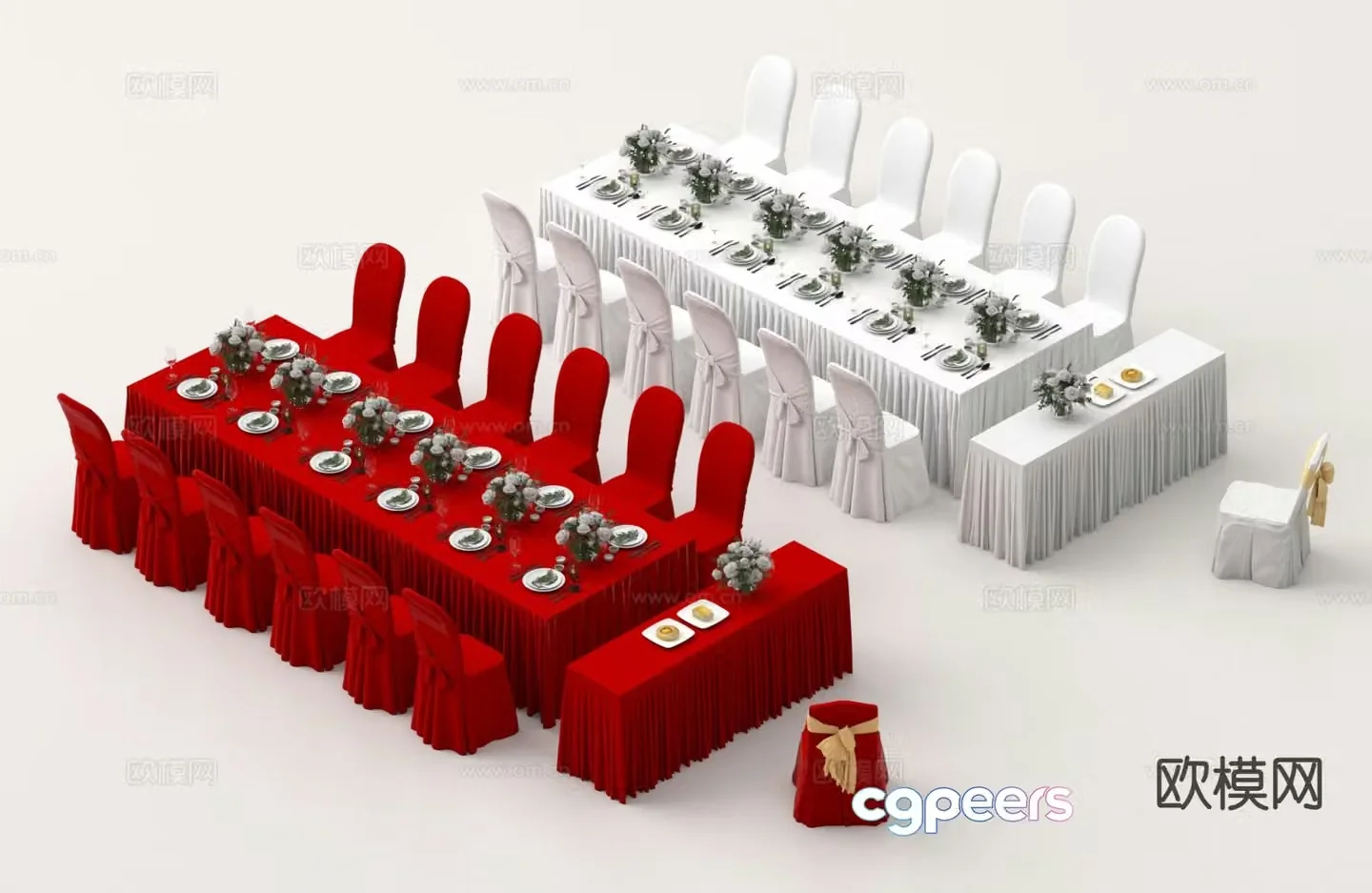 Auditorium tables and chairs banquet tables and chairs 3d model