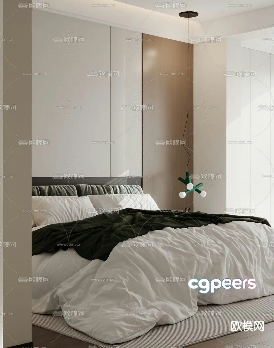 Modern double bed 3d model