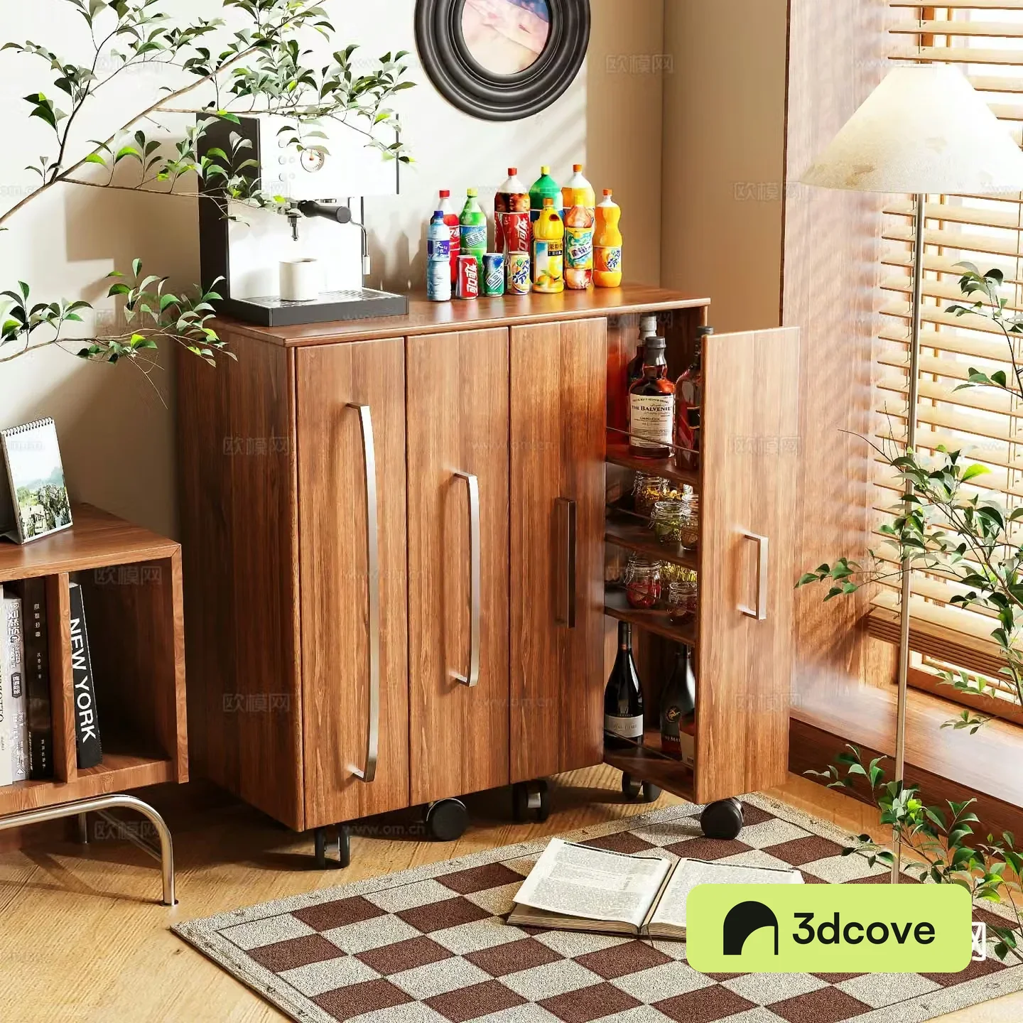 Log style sideboard and water bar cabinet