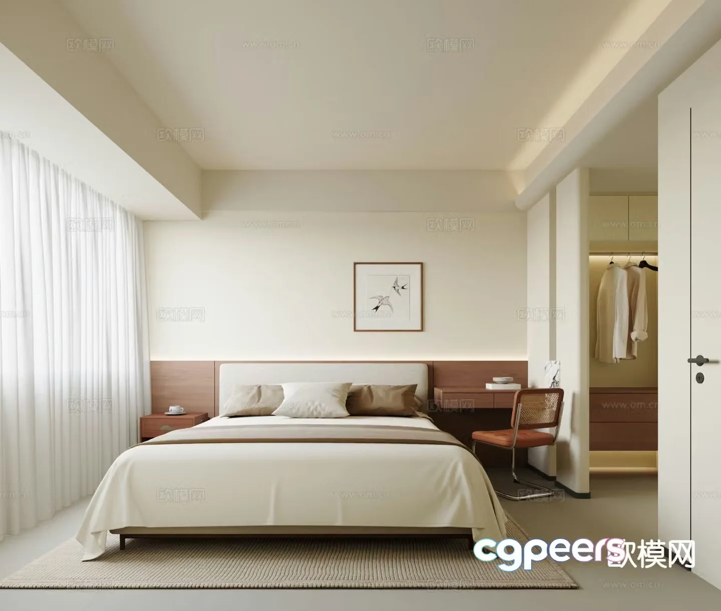 Cream style bedroom master bedroom 3d model