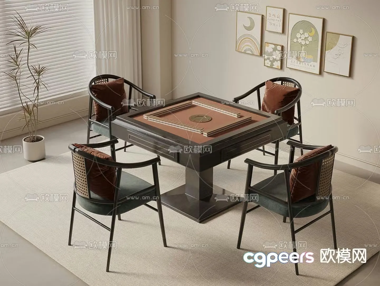 New Chinese style mahjong table 3d model