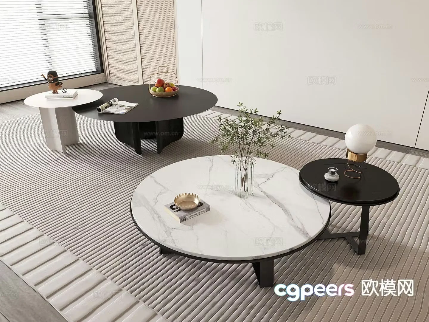 Modern double coffee table 3d model