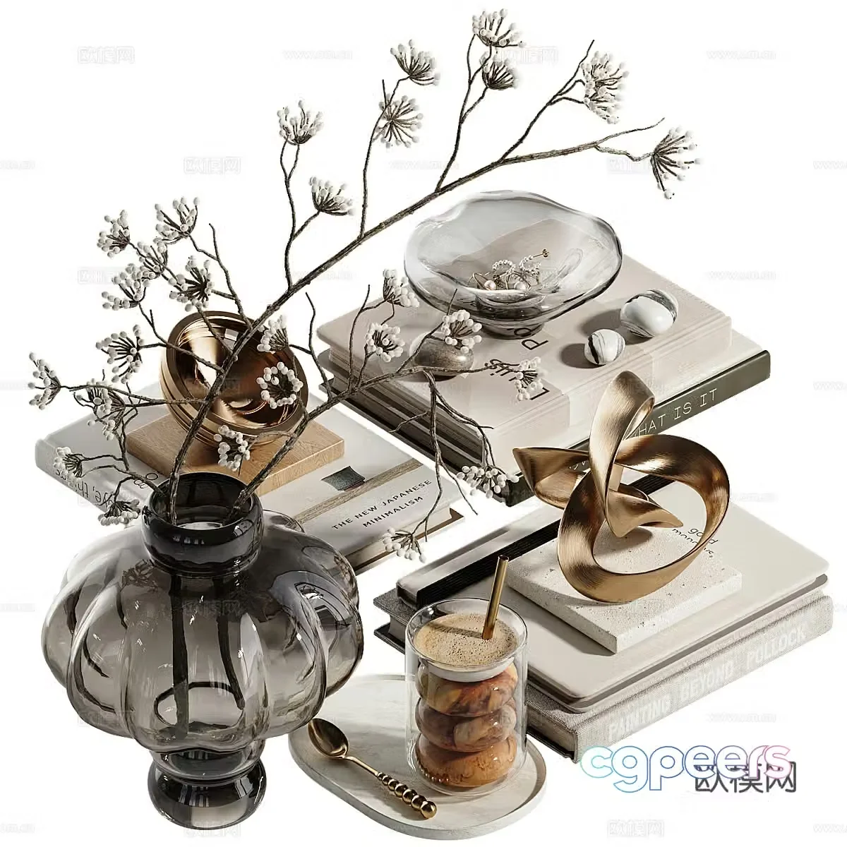 New Chinese light luxury jewelry ornaments combination 3D model