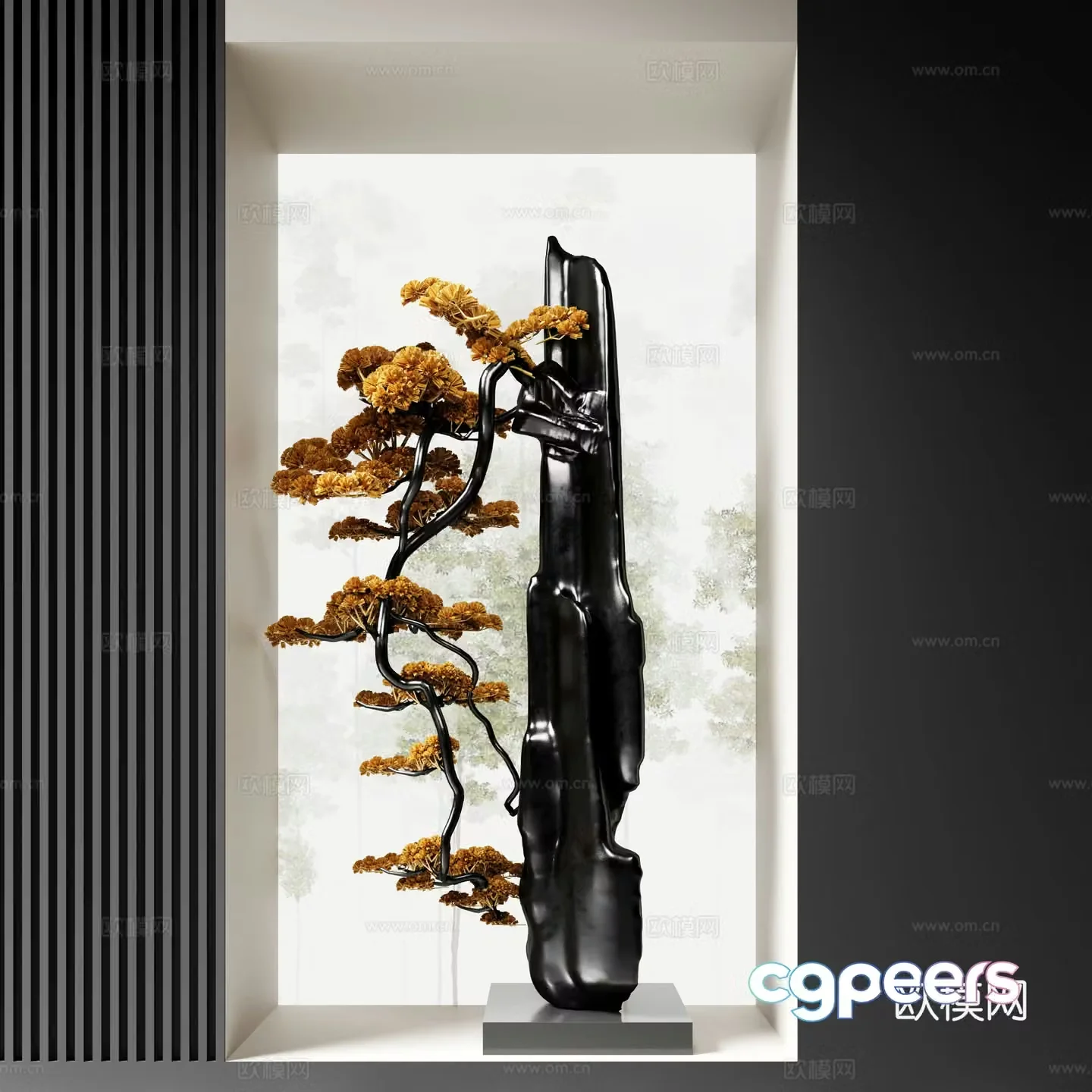New Chinese-style sculpture installation handicraft floor ornaments metal sculpture 3D model