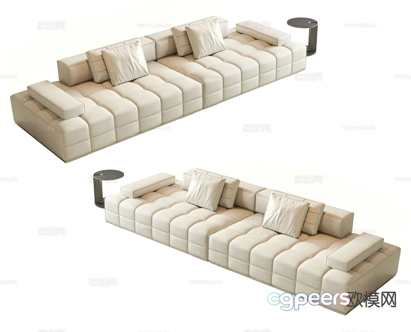 Double sofa leather sofa 3d model
