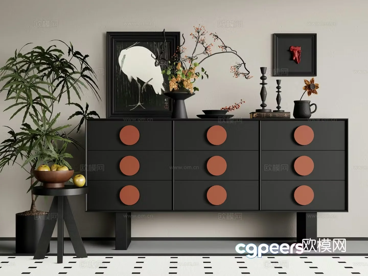 Medieval style chest of drawers 3D model