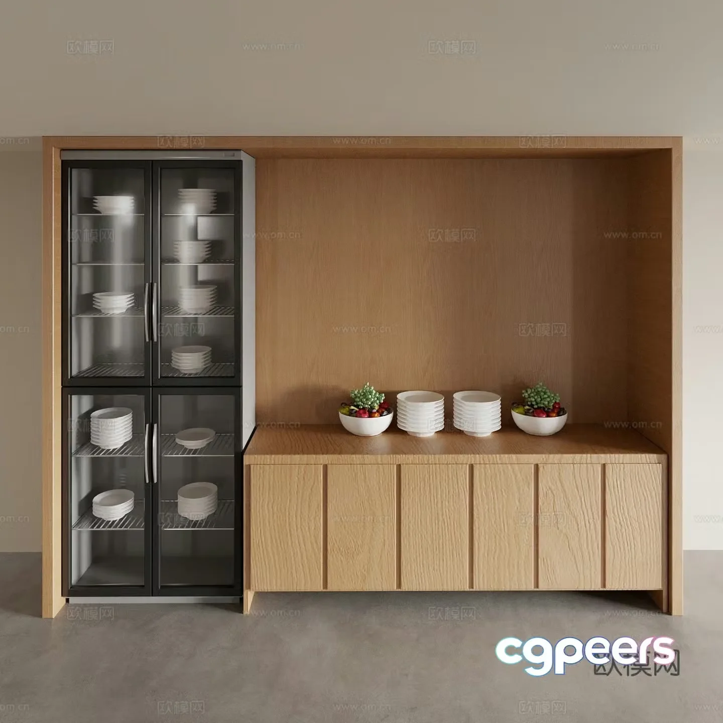 Sideboard Wine Cabinet Cabinet Integrated Kitchen 3D Model