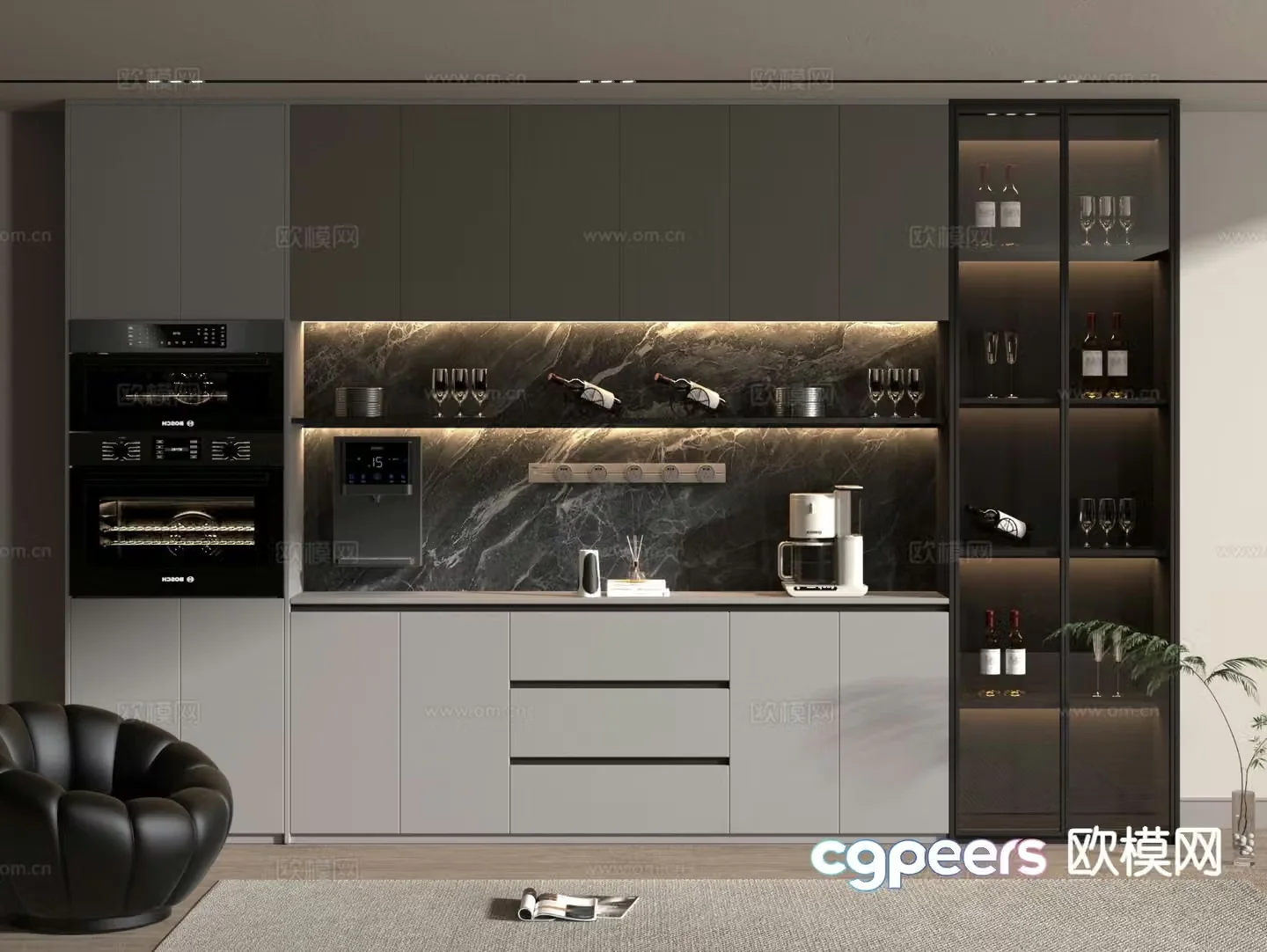 Modern wine cabinet sideboard 3d model
