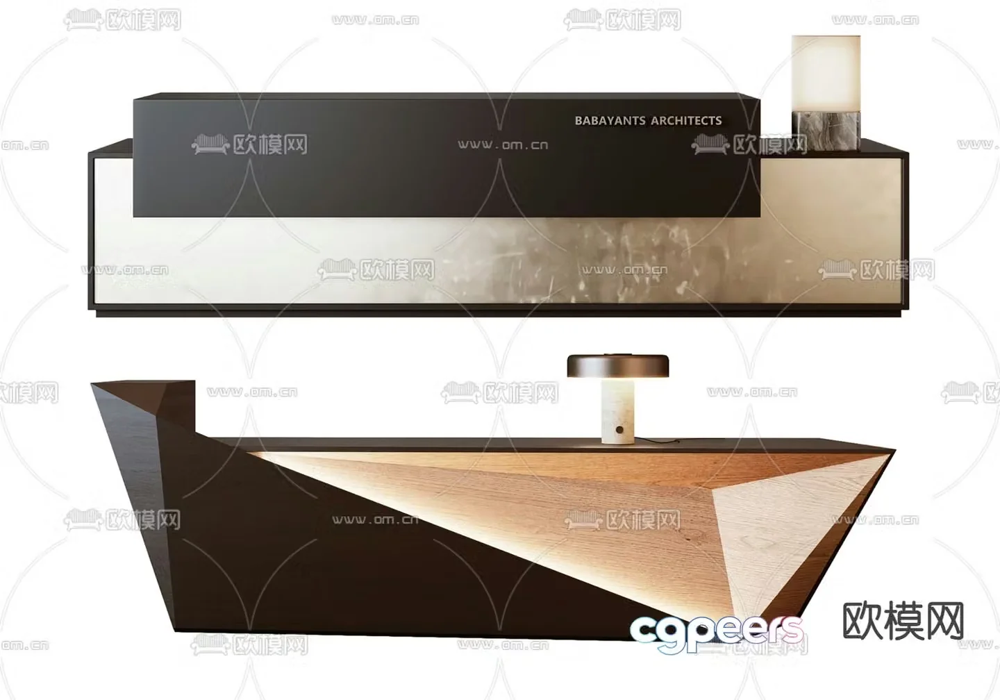 Front desk reception desk service desk information desk 3d model