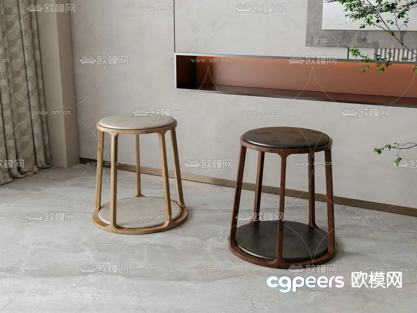 New Chinese style stool round stool low stool 3d model