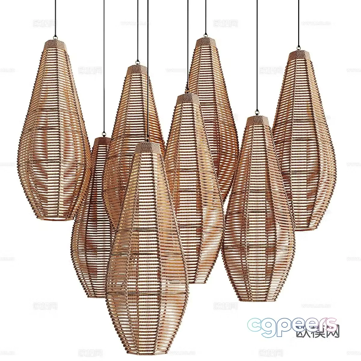 New Chinese style wasabi decorative chandelier 3D model
