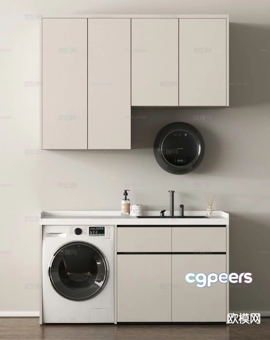 Modern washing machine cabinet balcony cabinet washing machine 3d model
