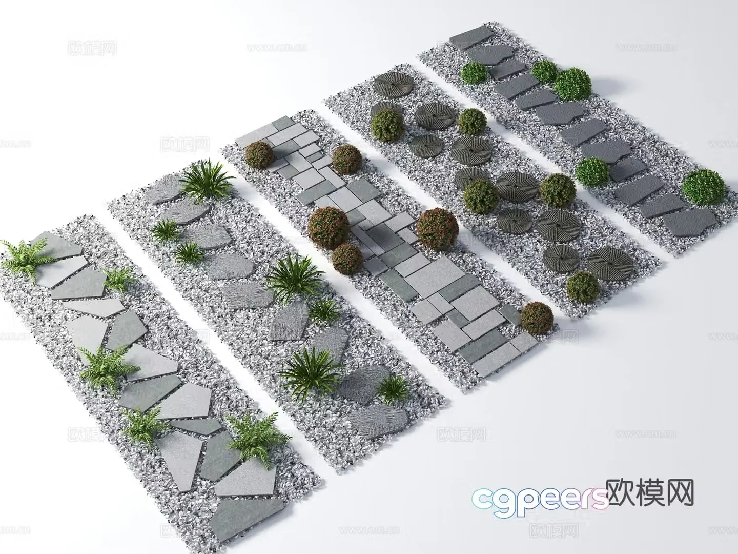 Modern Tingbu old slate tourist trail gravel block 3D model