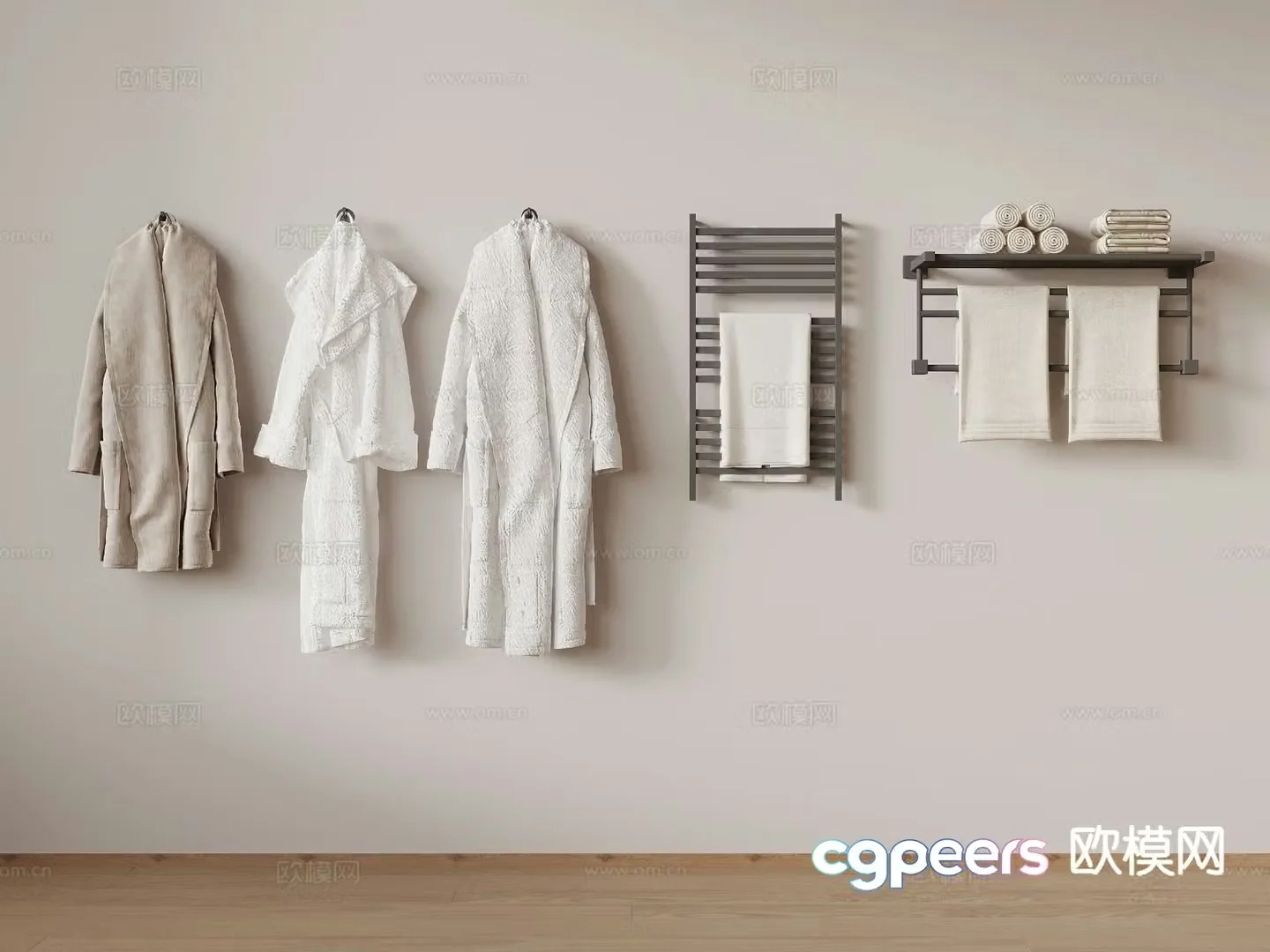 Toiletries bathrobe towel rack 3d model