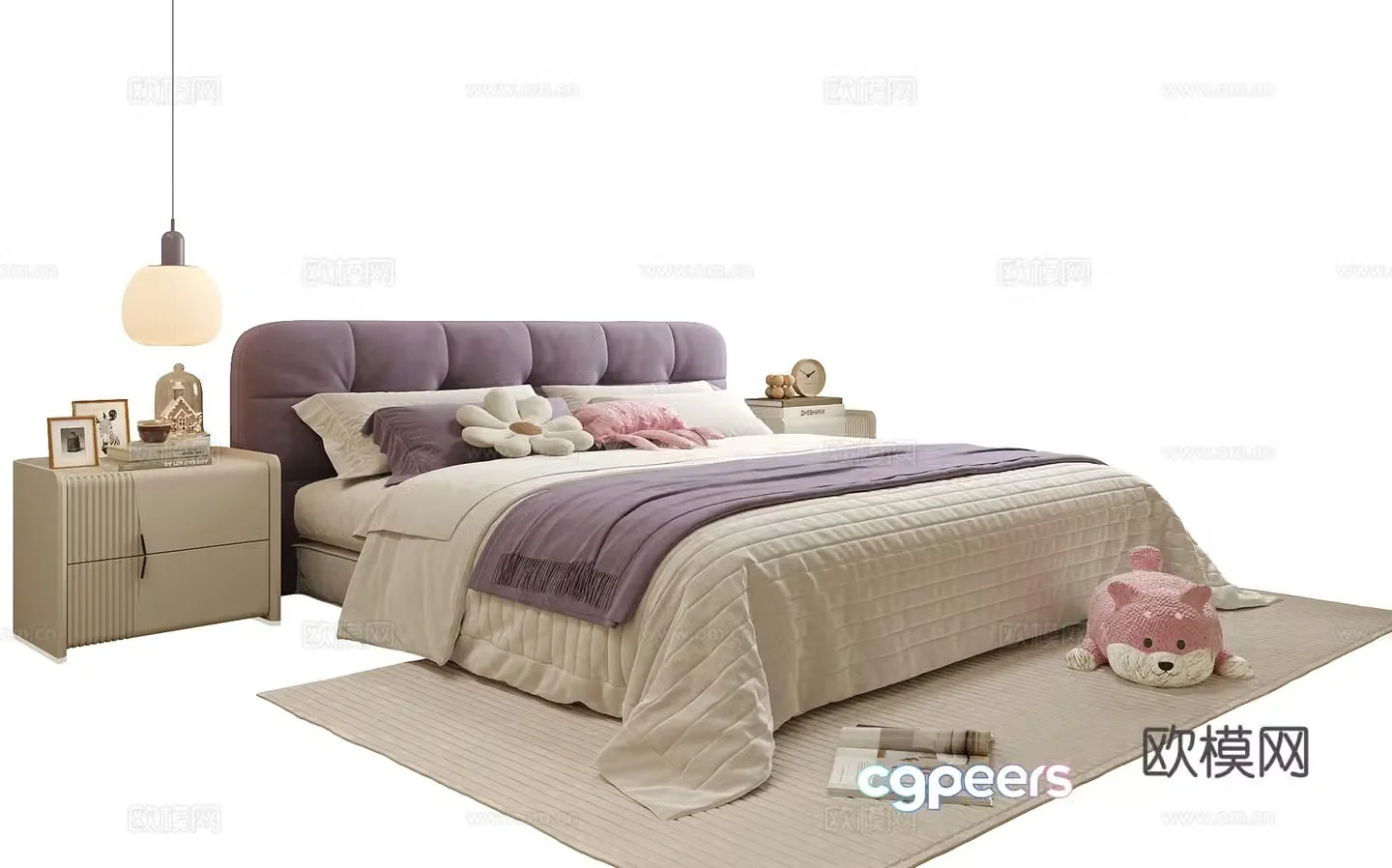 Modern children’s bed chandelier bedside table 3d model