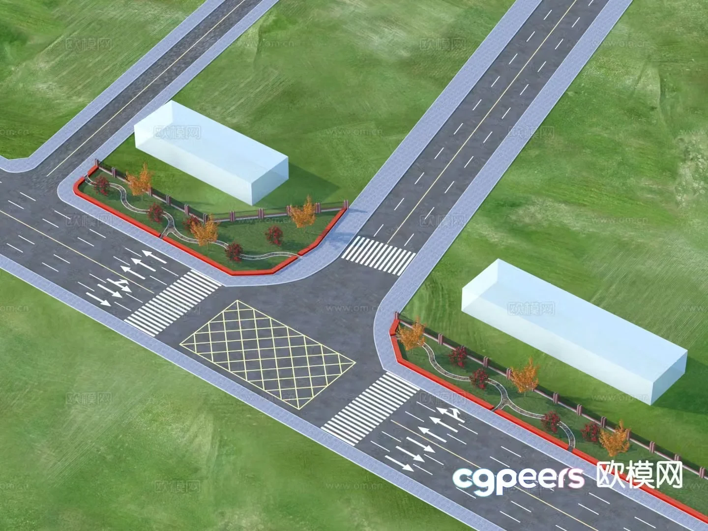 Small park landscape highway landscape 3d model