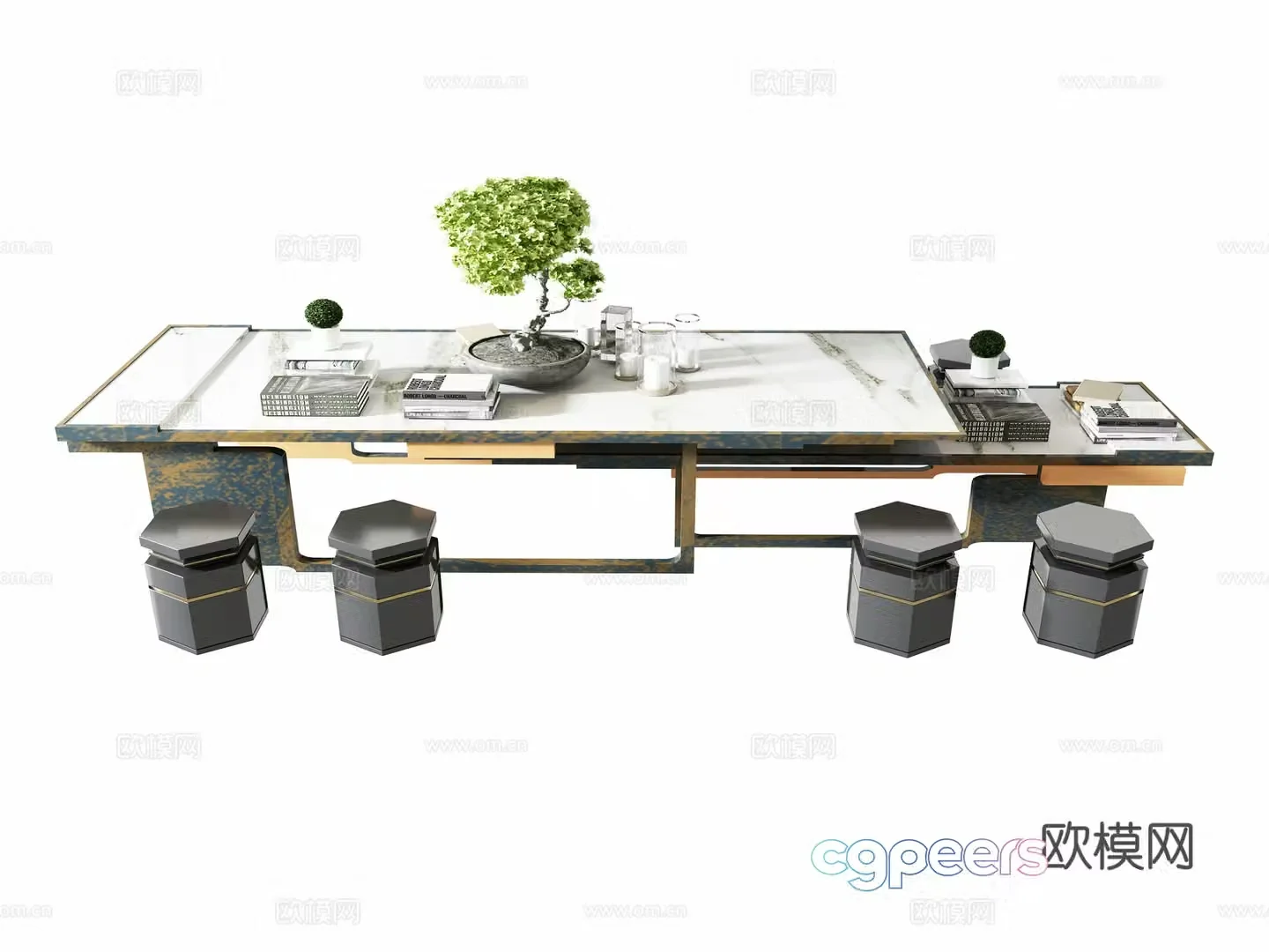 New Chinese style desk writing desk 3d model