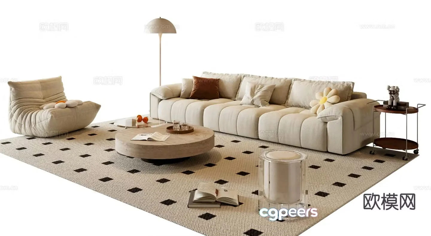Cream style modular sofa 3d model