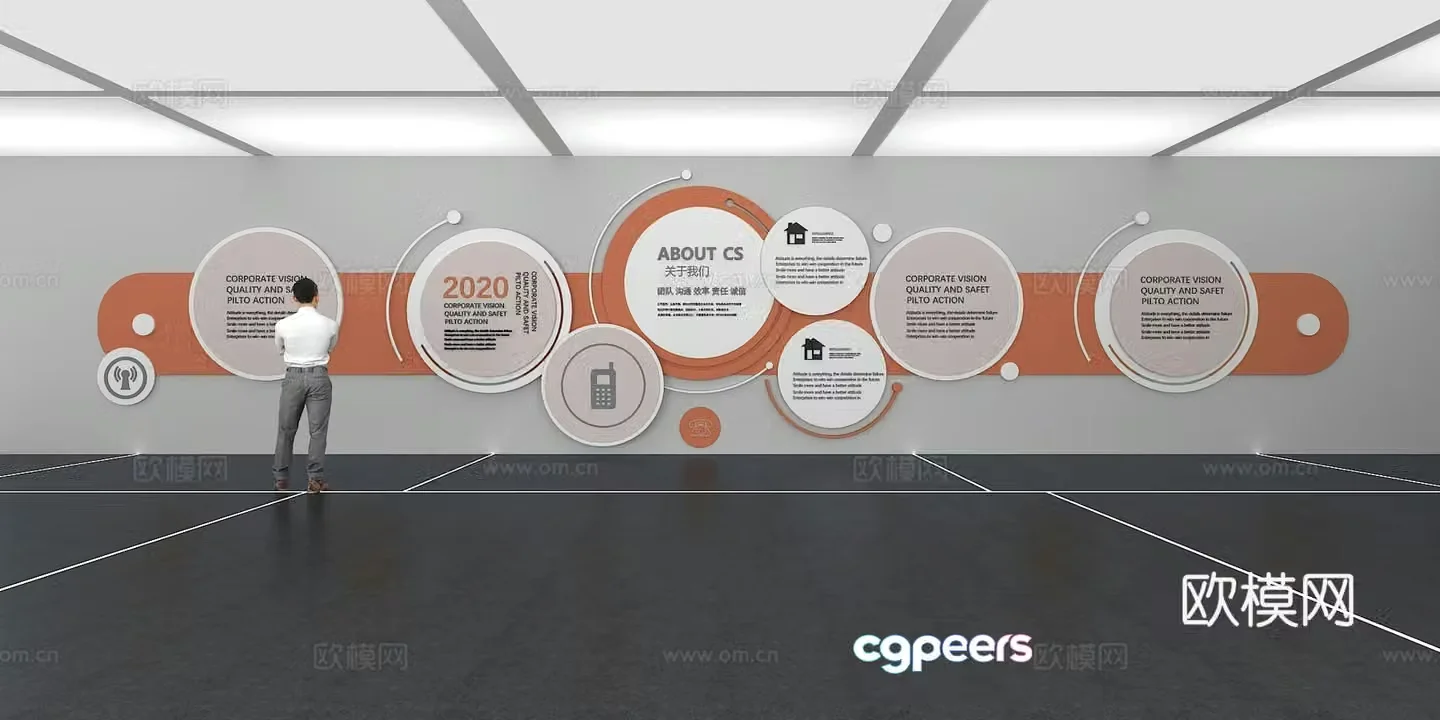Cultural wall Corporate culture wall Display wall Classroom Exhibition hall Campus culture Corridor 3D model