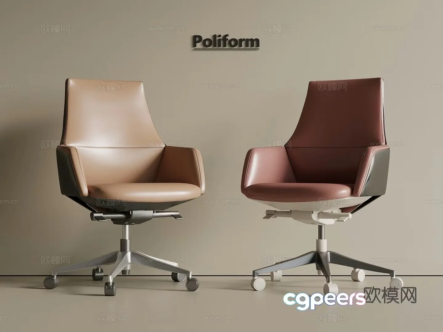 Light luxury Wasabi Office chair Leather chair Stainless steel chair Plastic chair Book chair Swivel chair 3d model