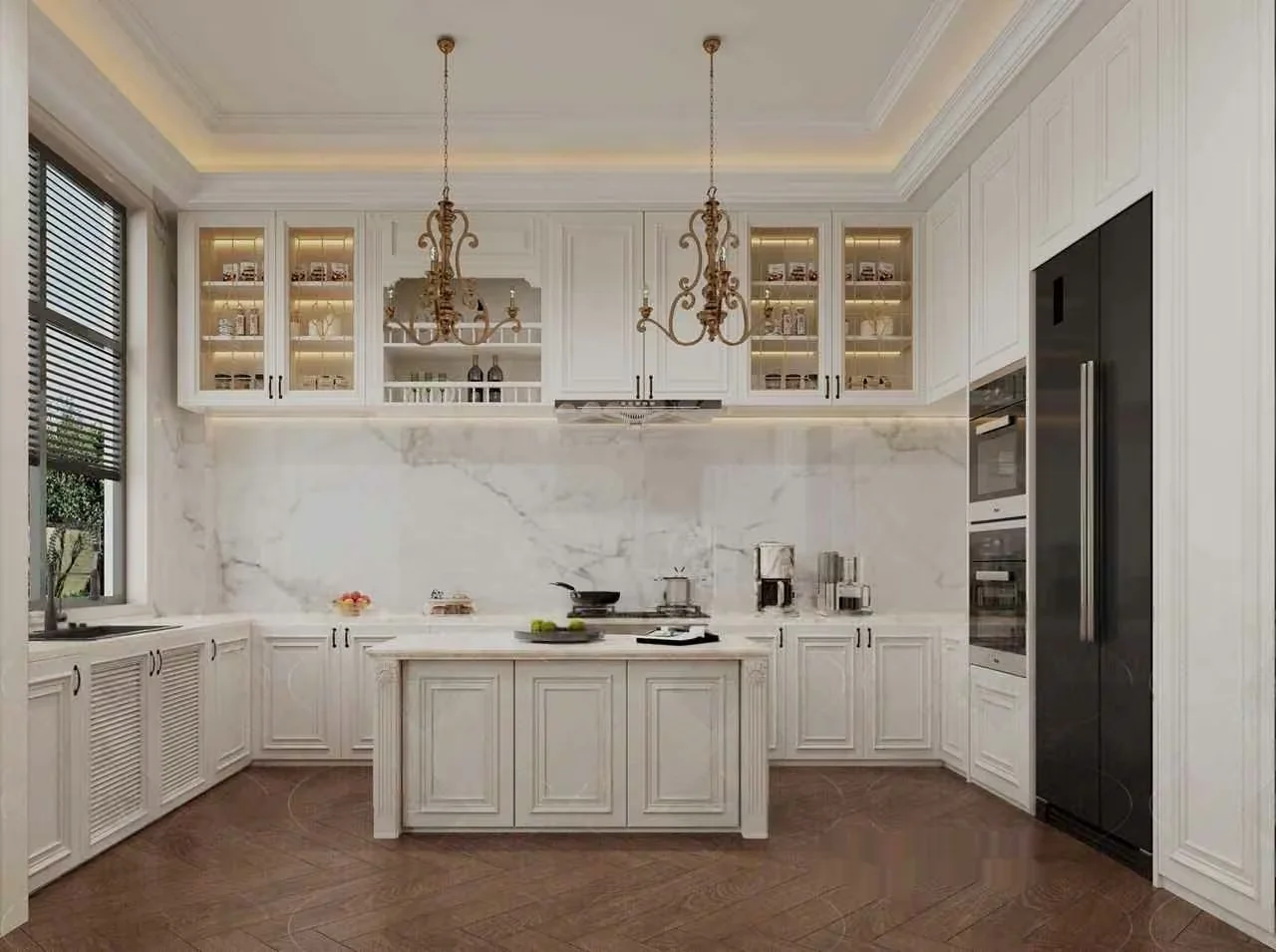 White Kitchen Island 3D Model – 5204 – VRAY Render