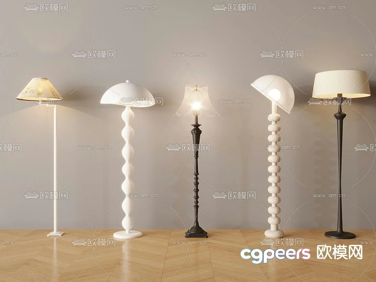 Creamy wind floor lamp Mushroom floor lamp 3d model