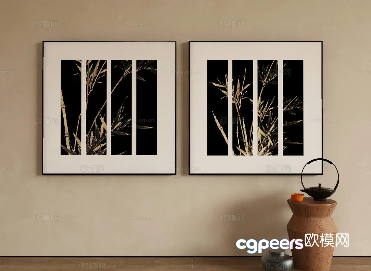 New Chinese style decorative painting art painting hanging painting 3d model