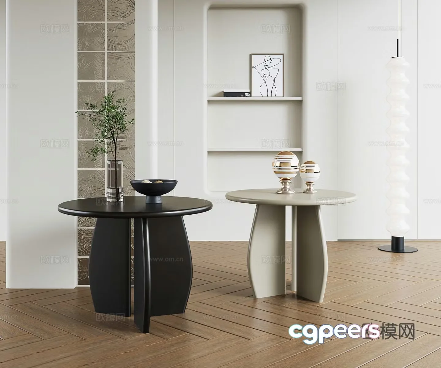 Modern round table side table angle table 3D model