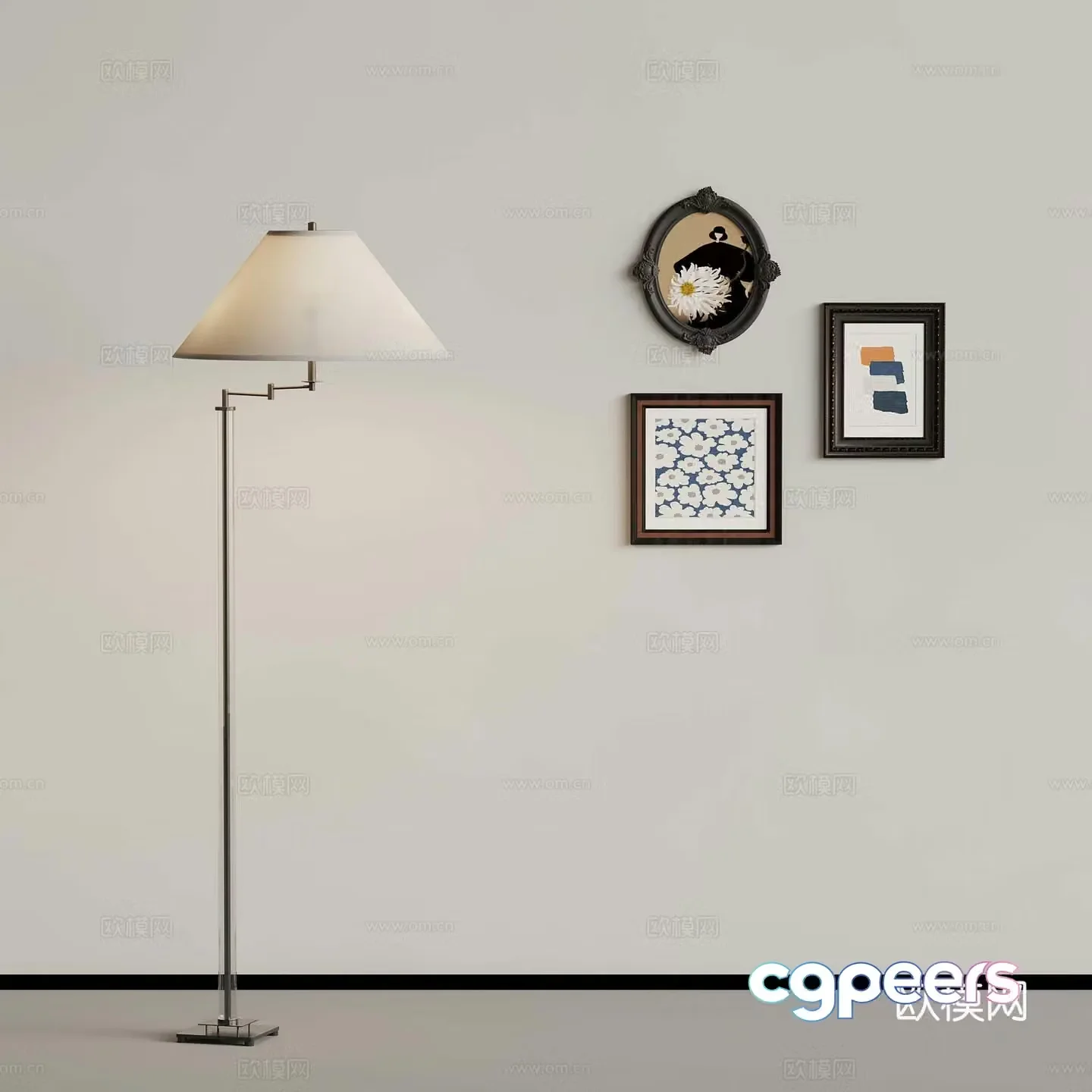 Modern French floor lamp hanging painting 3d model
