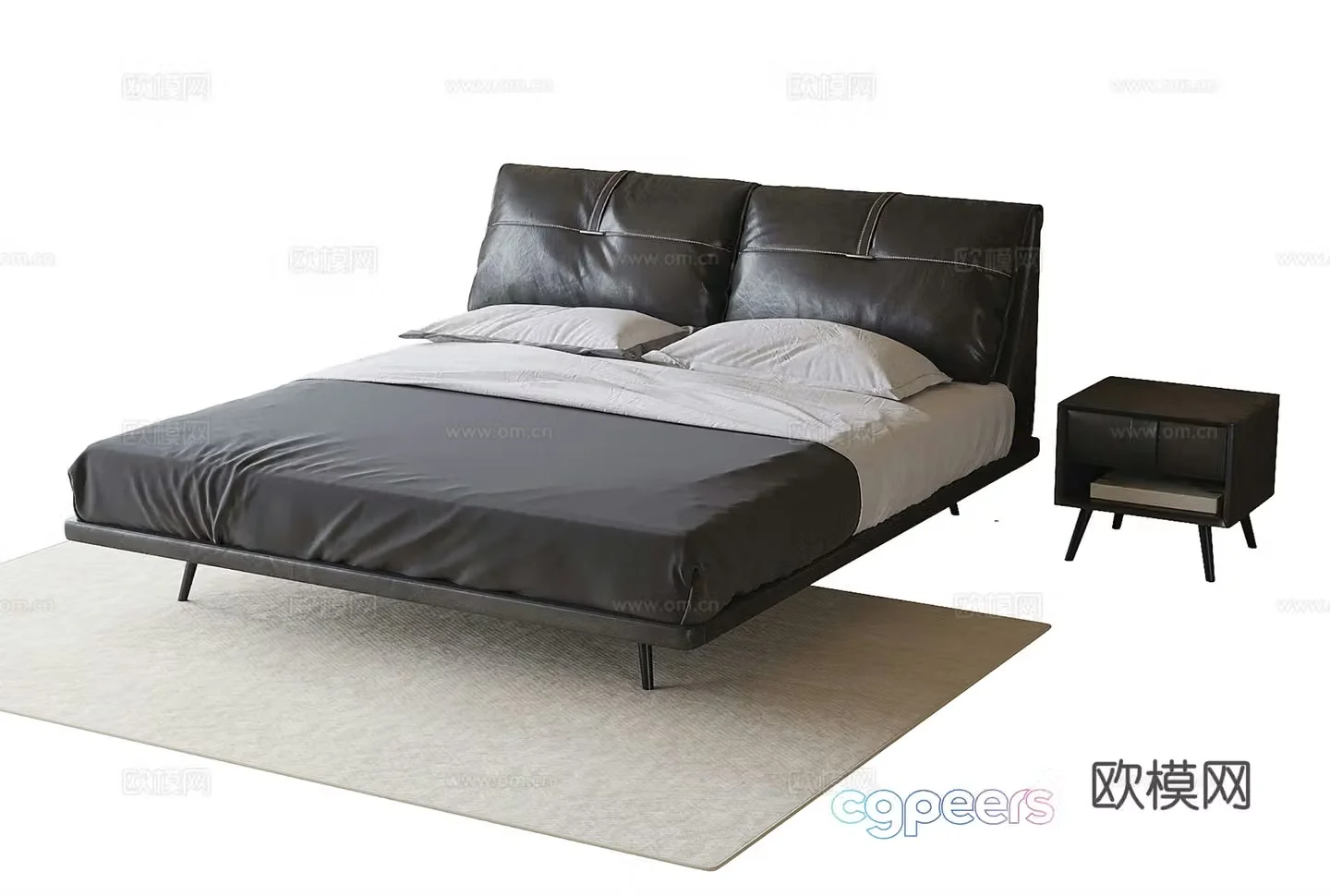 Modern children’s bed nightstand 3d model
