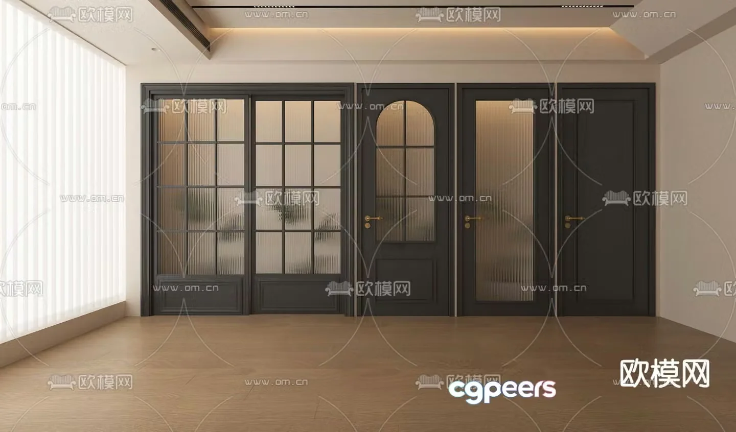 French door Changhong glass door sliding door kitchen door 3d model