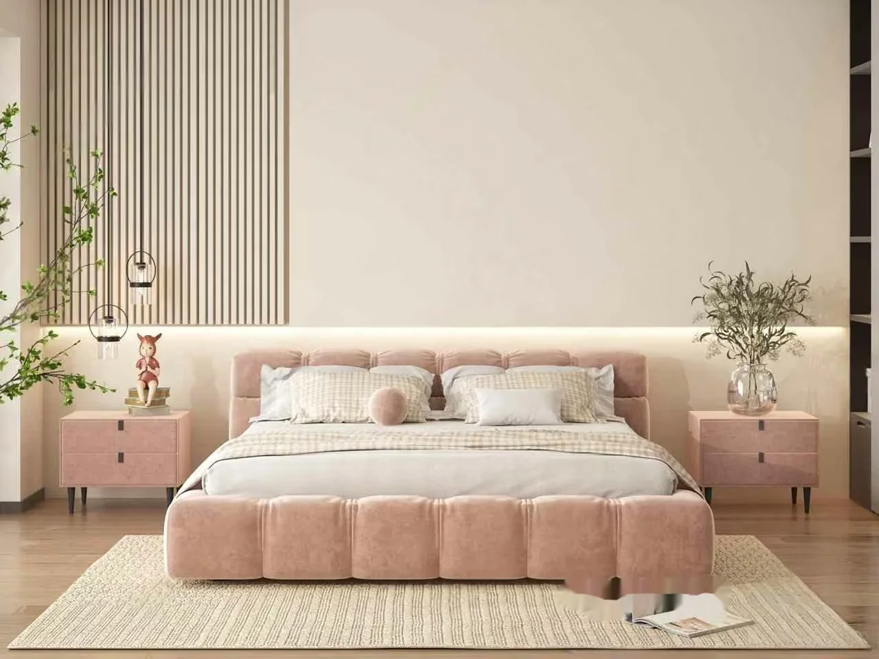 Modern Beige Bed 3D Model – 14701 – VRAY Render