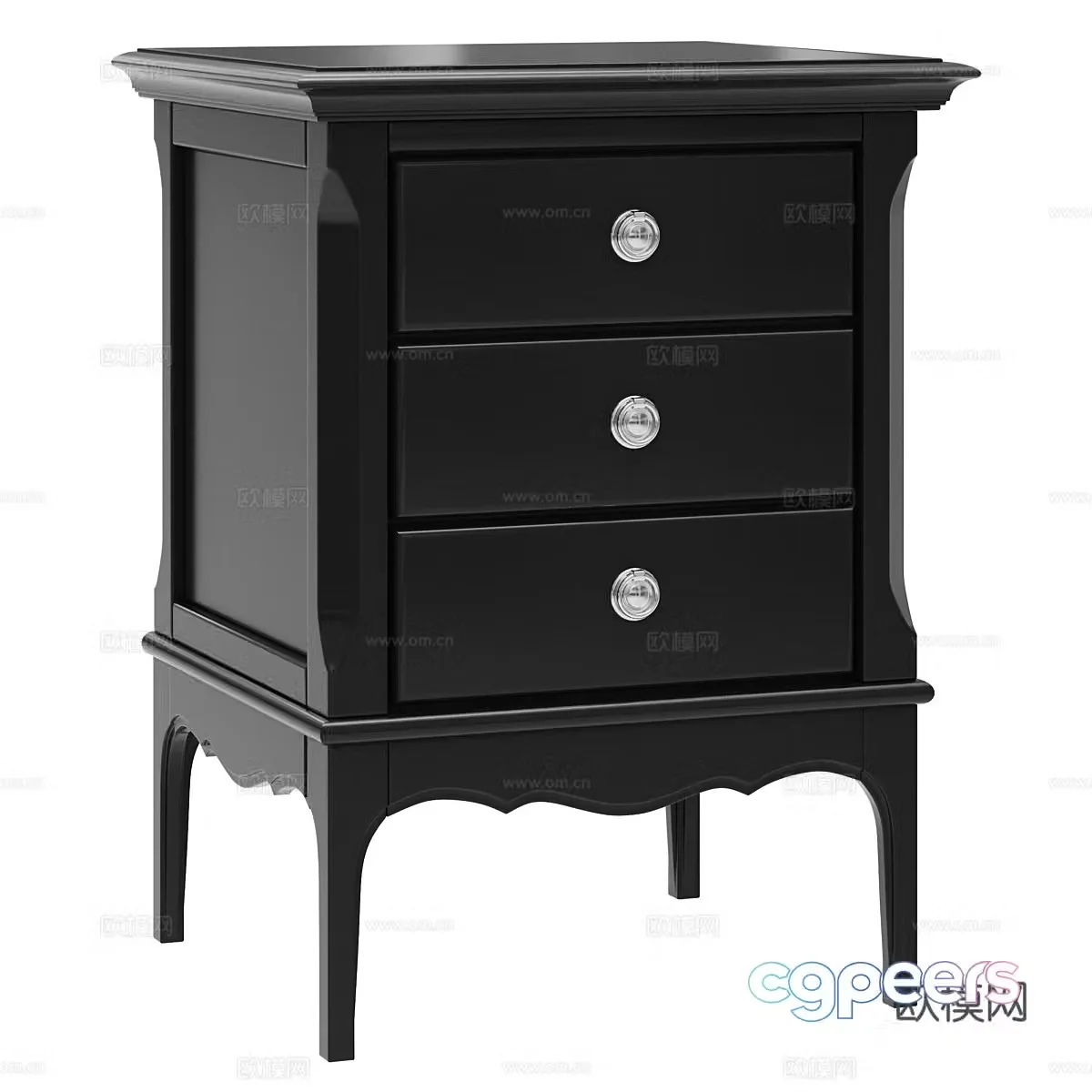 American simple bedside table 3D model