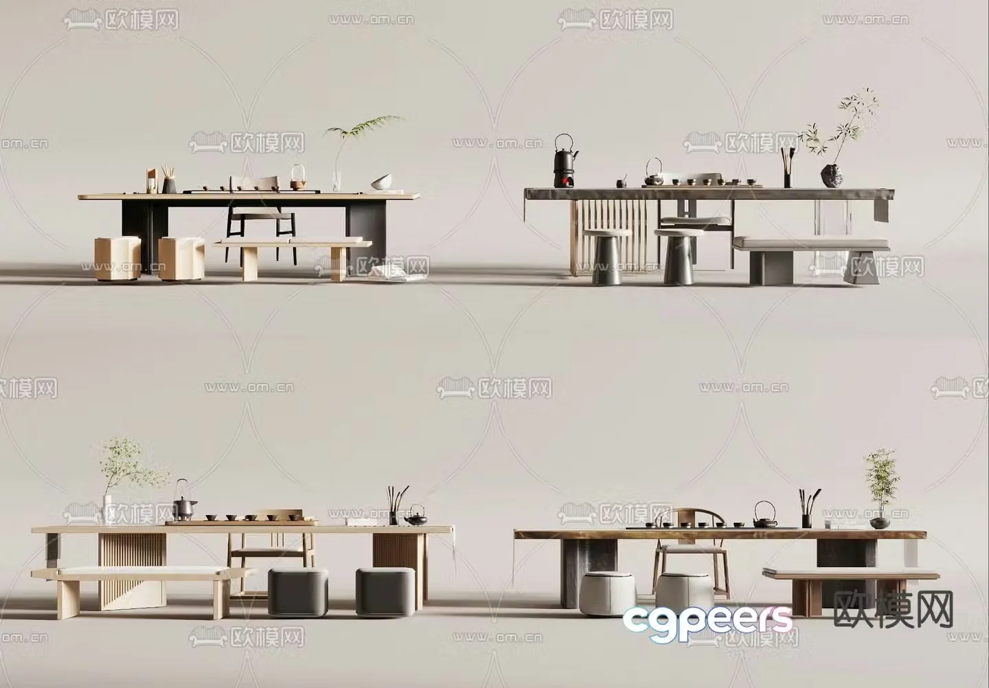 New Chinese style tea table tea table 3d model