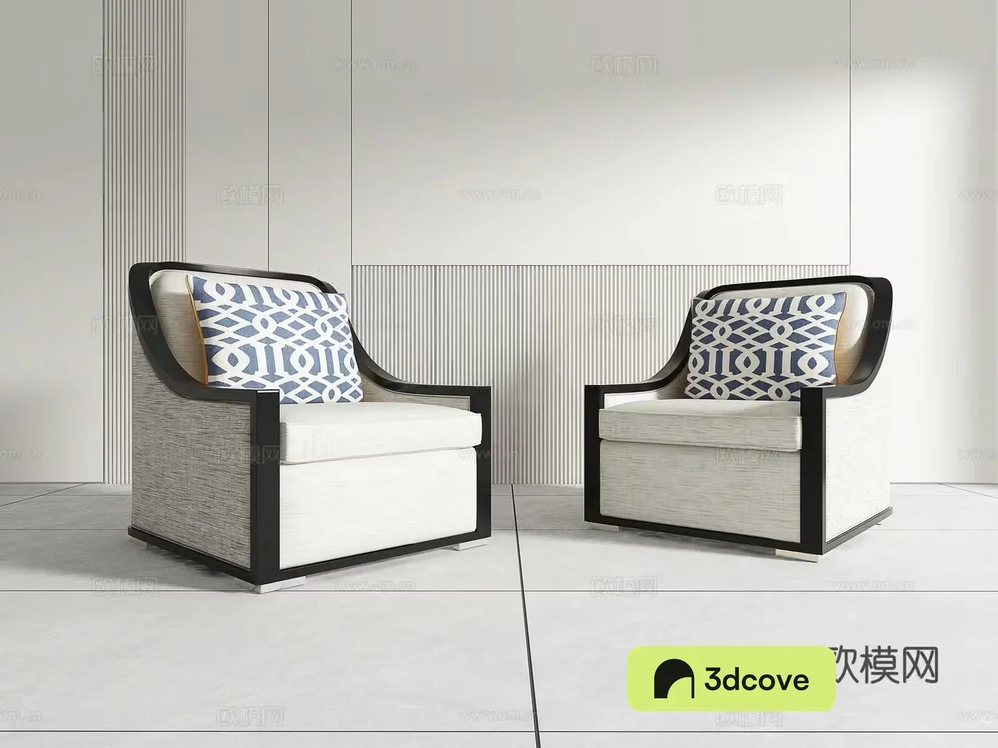 New Chinese casual chair combination 3D model