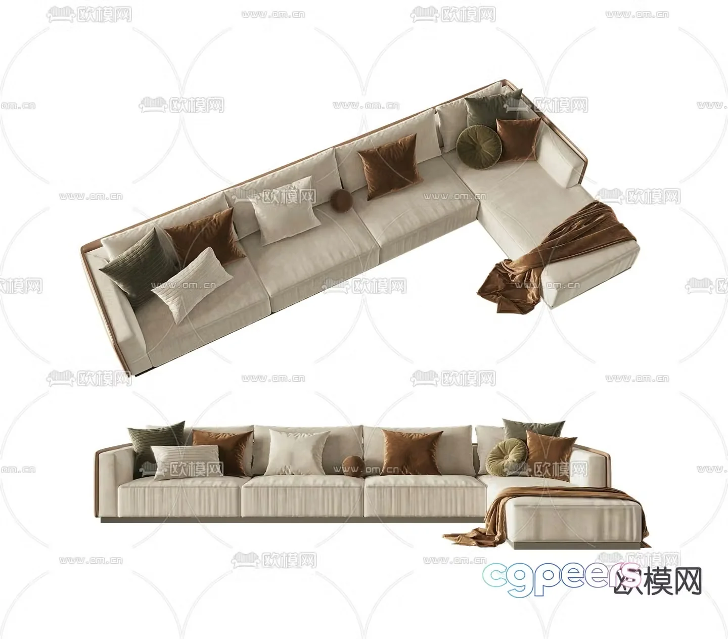 Minotti modern white multi-seater sofa 3d model