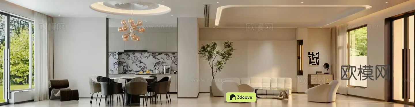 Modern living and dining room