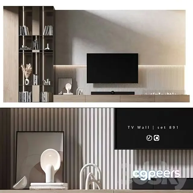 3ds Max Free – TV Wall Set 891