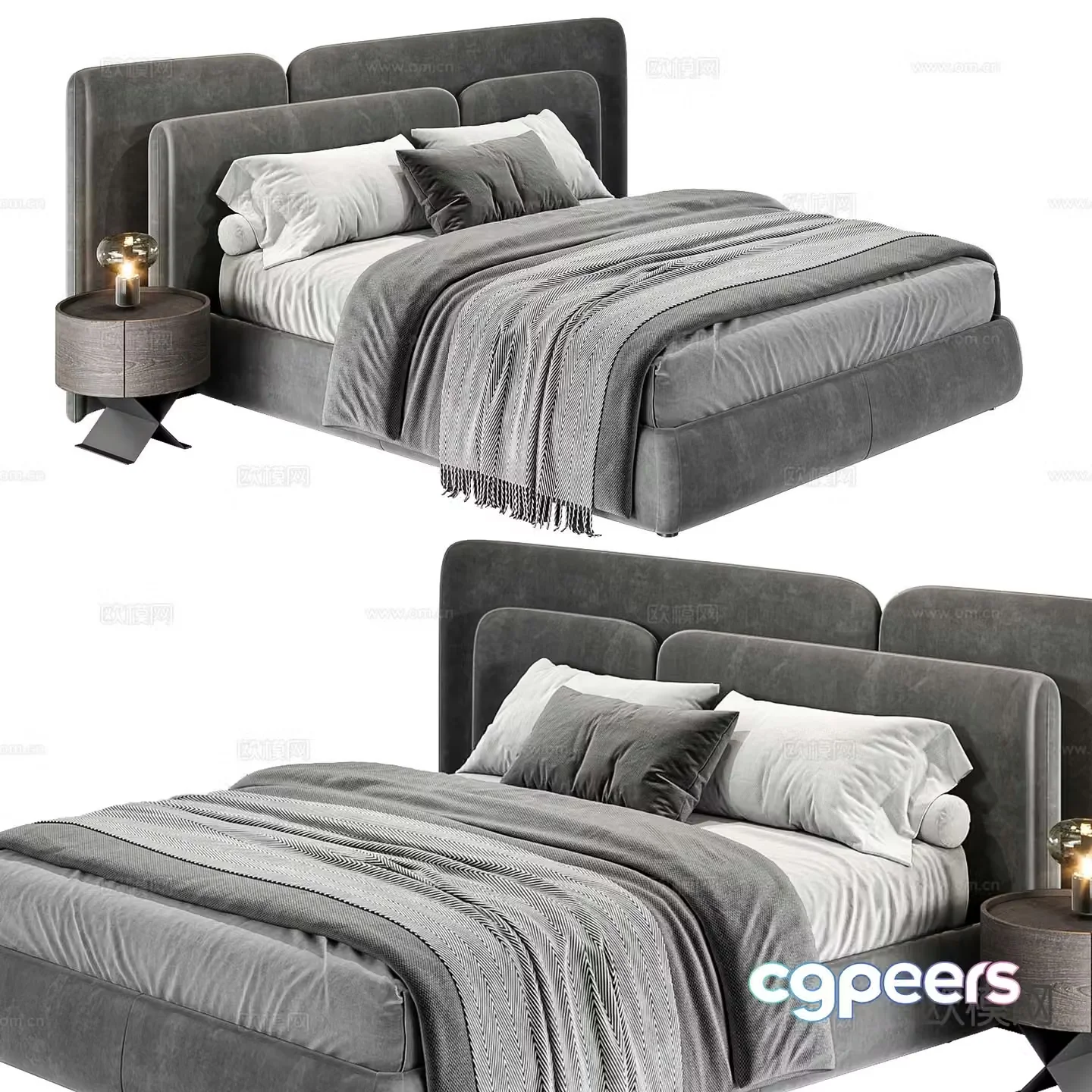 Modern double bed 3d model