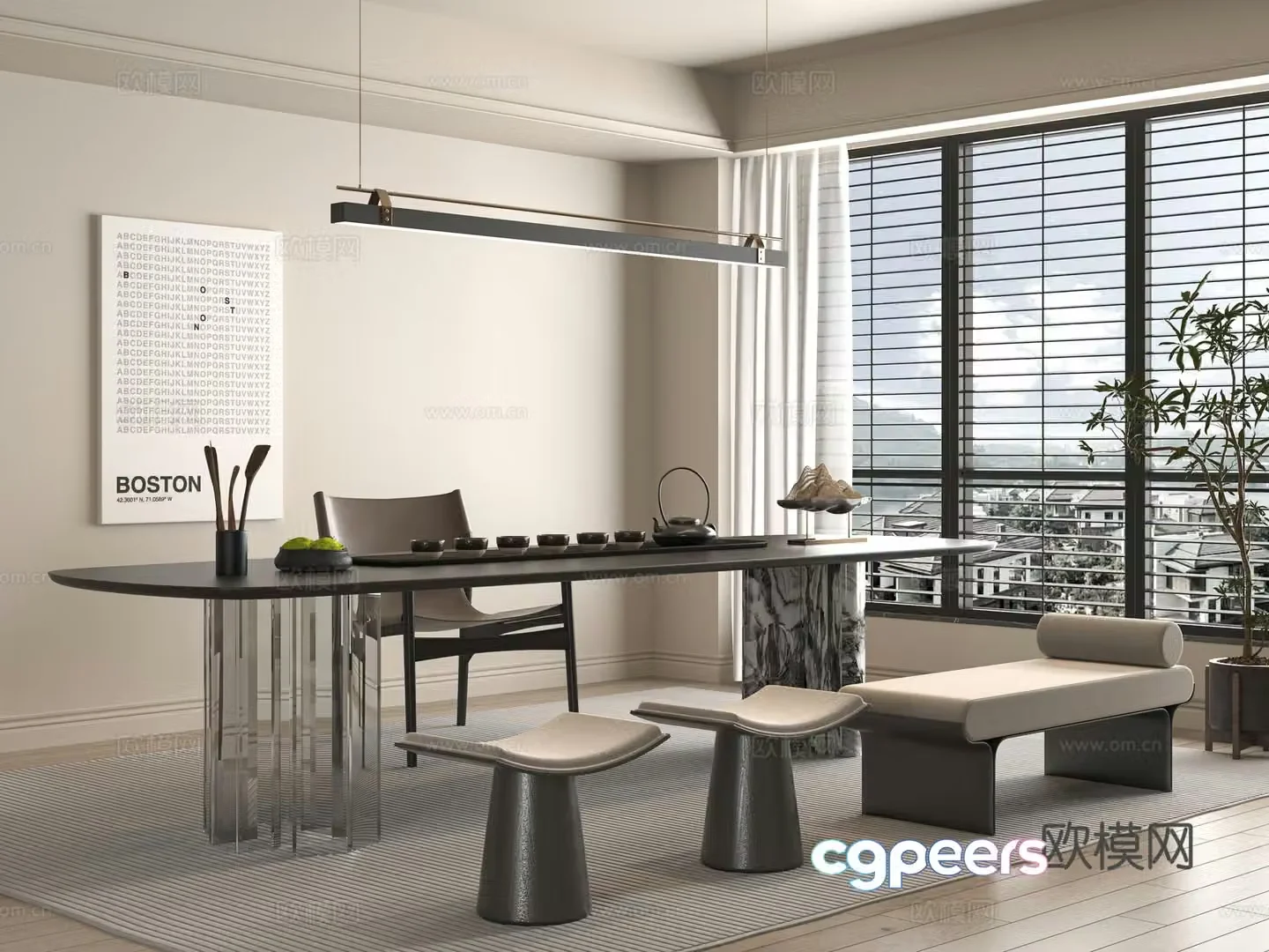 Modern tea table and chair 3d model