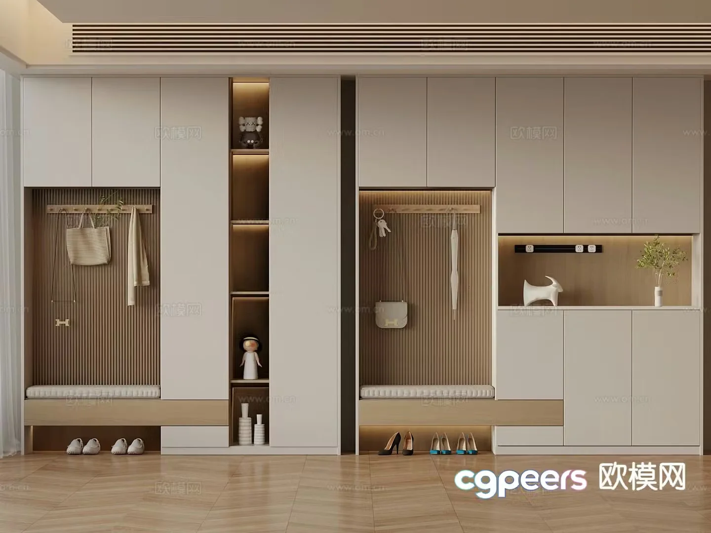 Modern entrance shoe cabinet 3d model