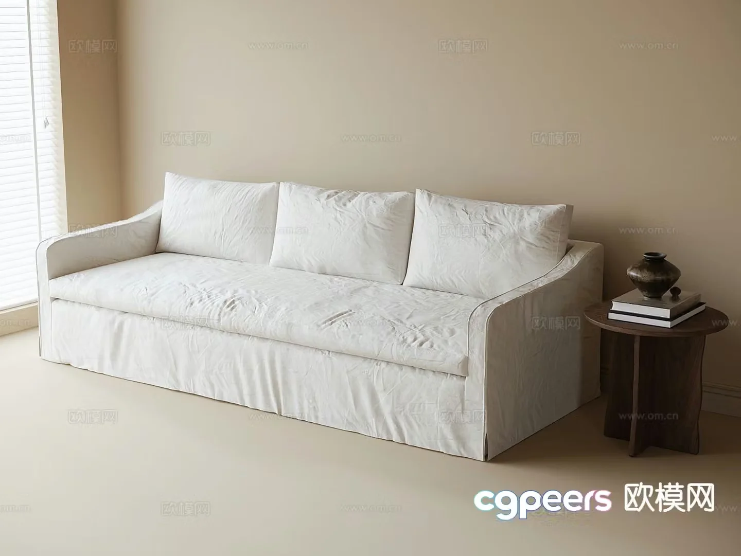 Modern fabric sofa three-seat sofa 3d model