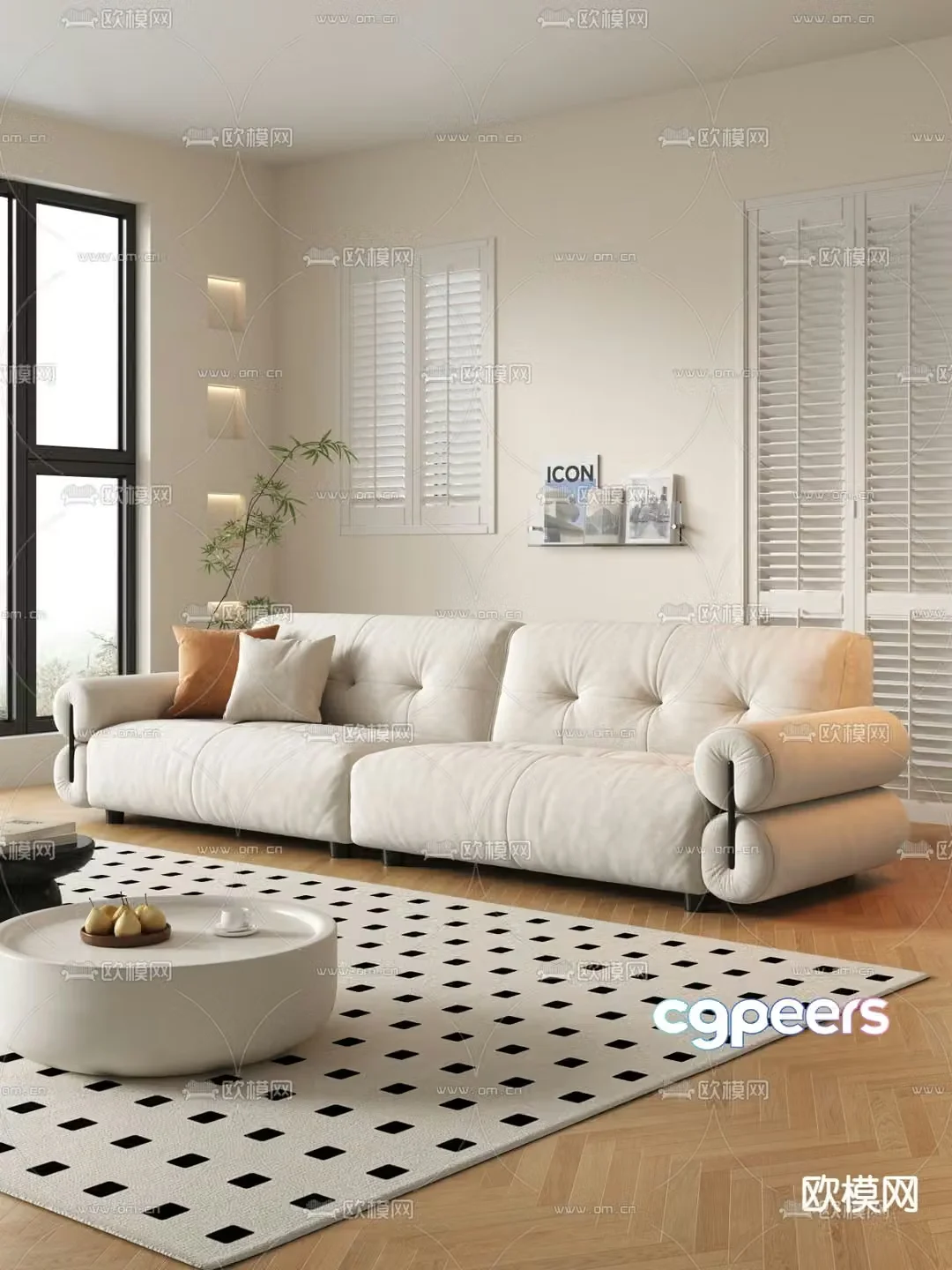 Double sofa upholstered sofa 3d model