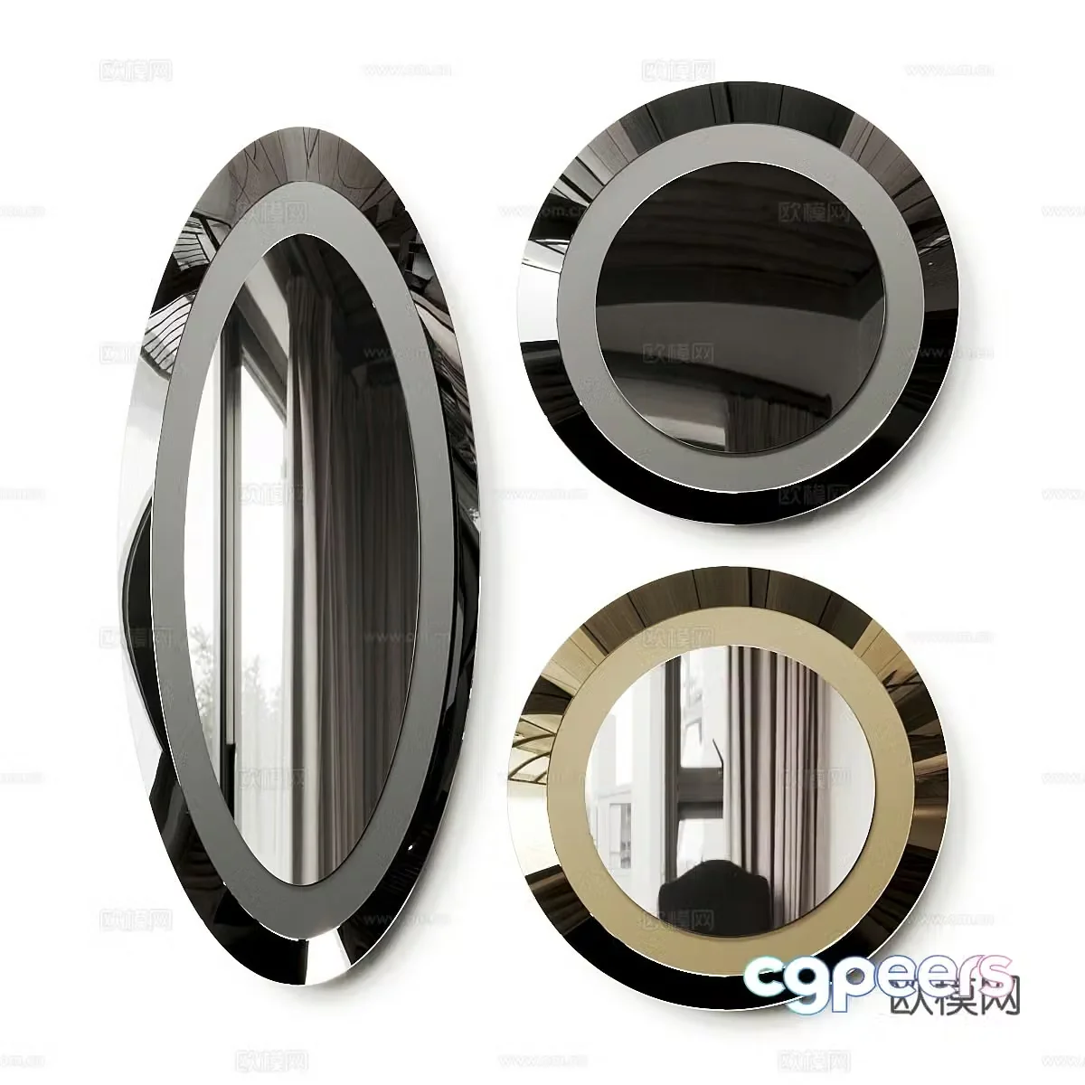 Modern light luxury Calligaris decorative mirror 3d model