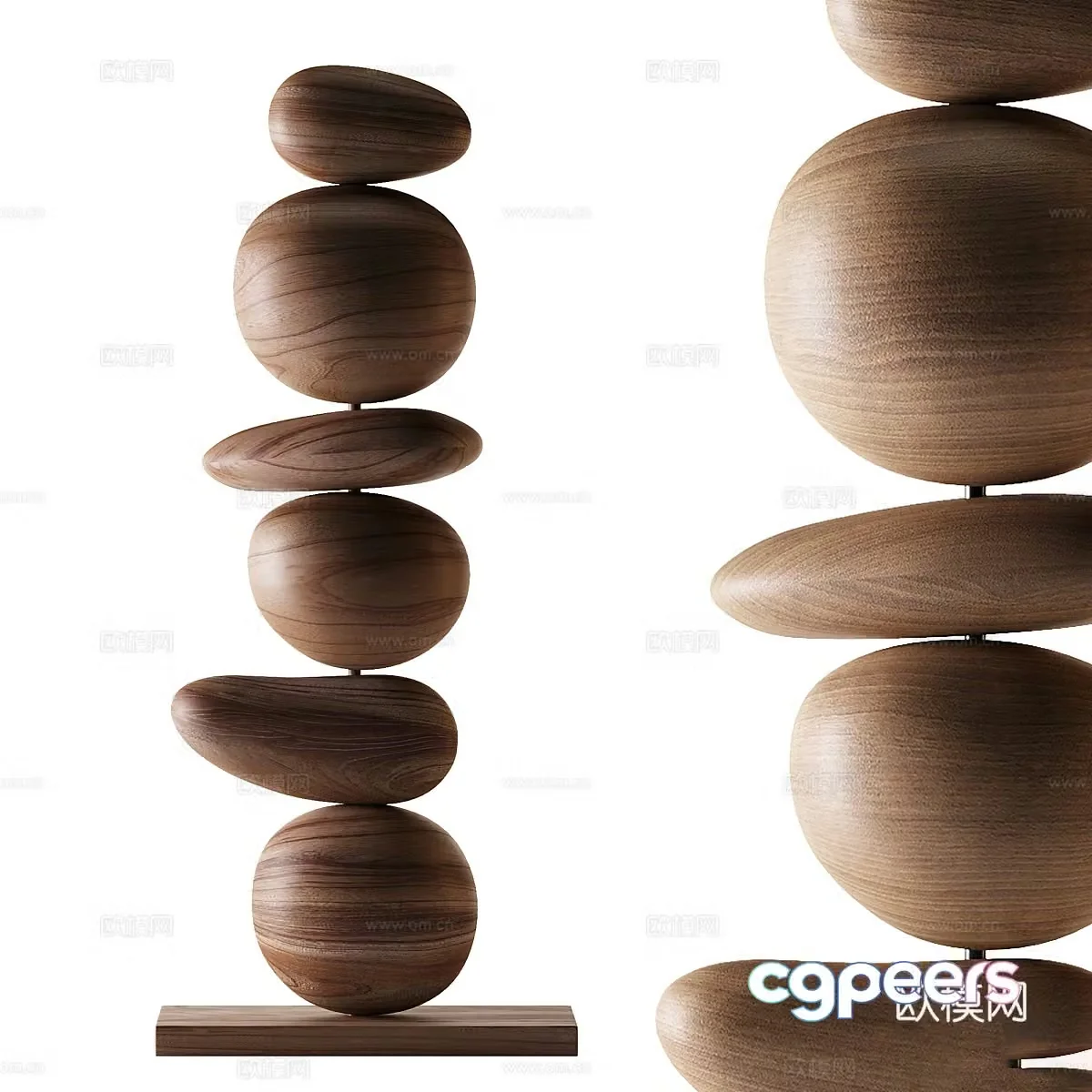 New Chinese style Wasabi Art Sculpture Abstract Sculpture 3D Model