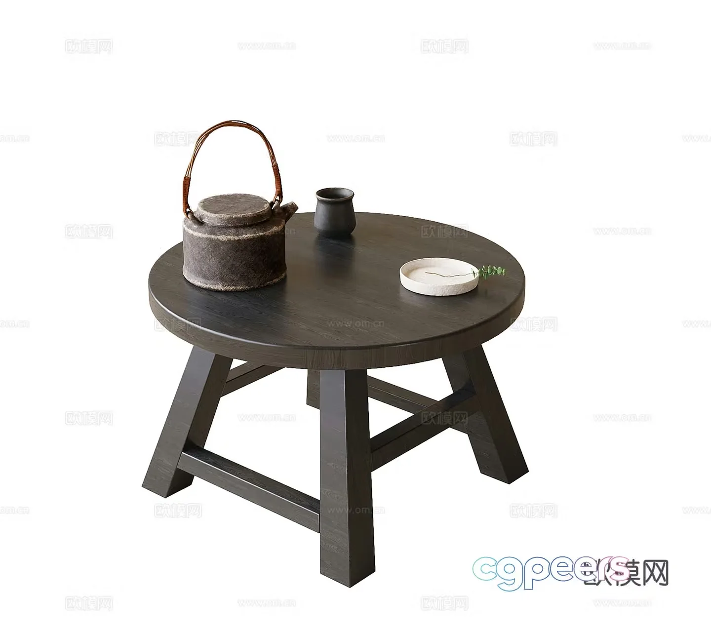 Modern small coffee table side and corner table teapot 3D model