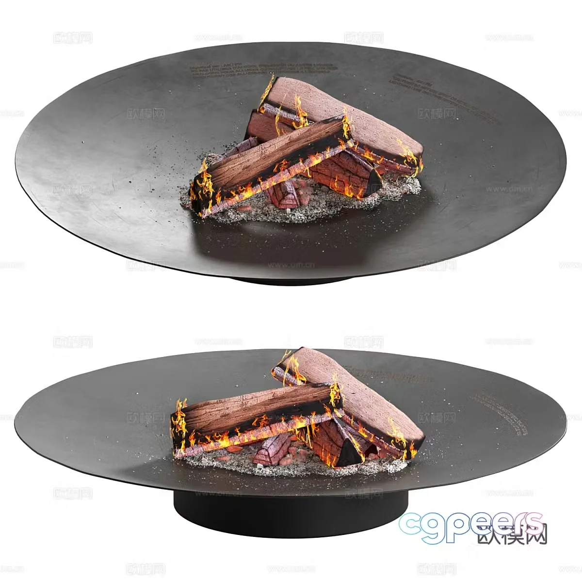 Modern minimalist brazier fireplace 3d model