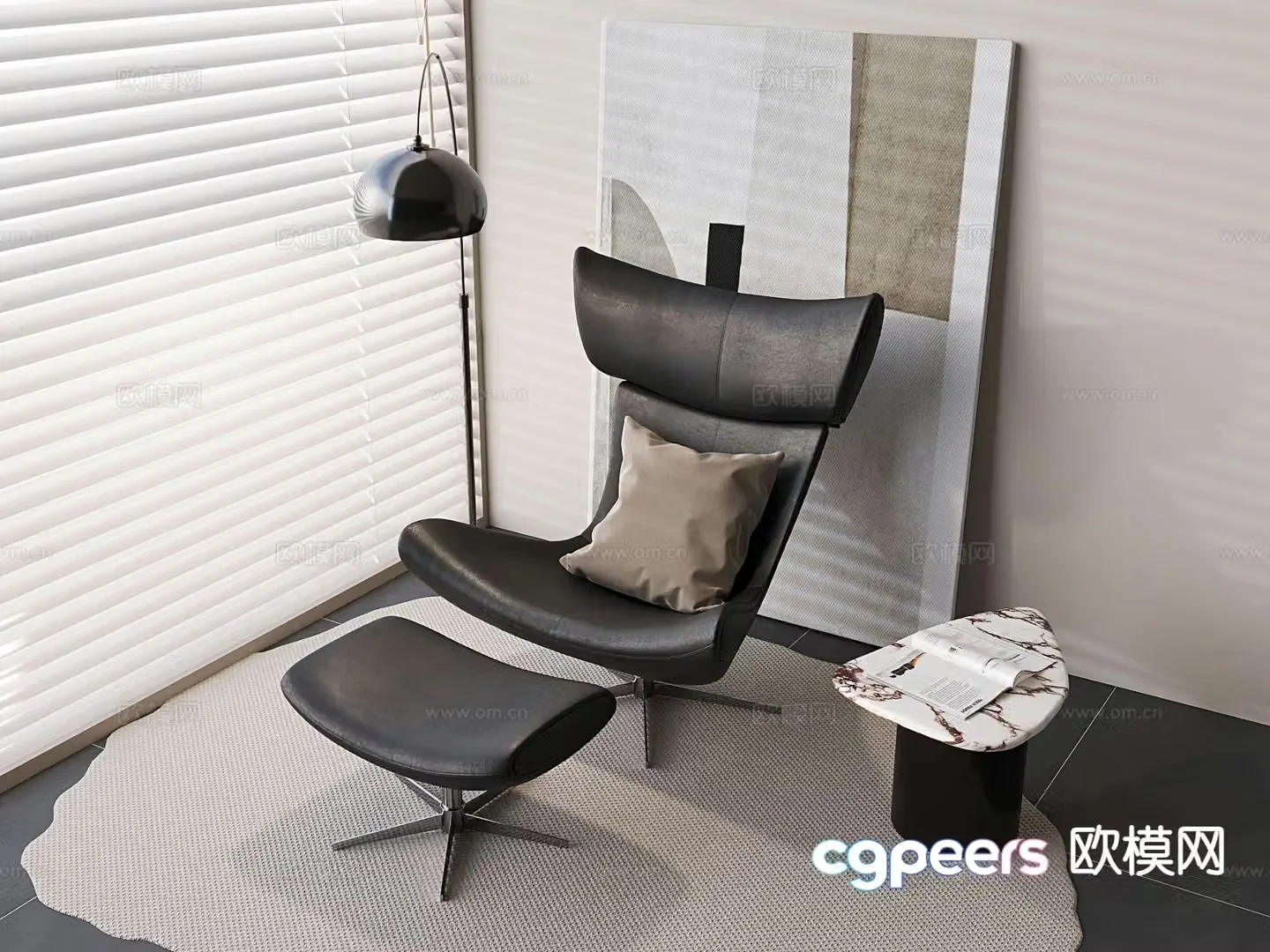 Nordic style lounge chair 3d model