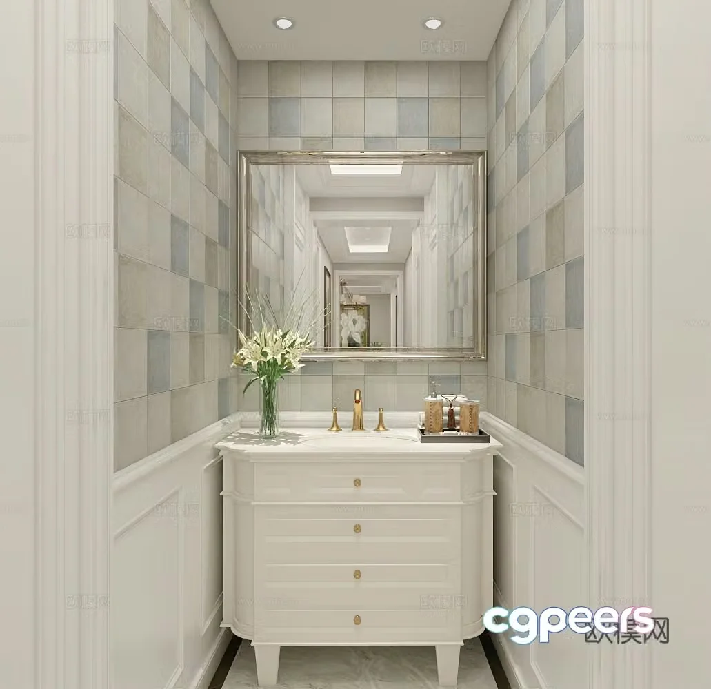 Simple European and European style home decoration space 3D model
