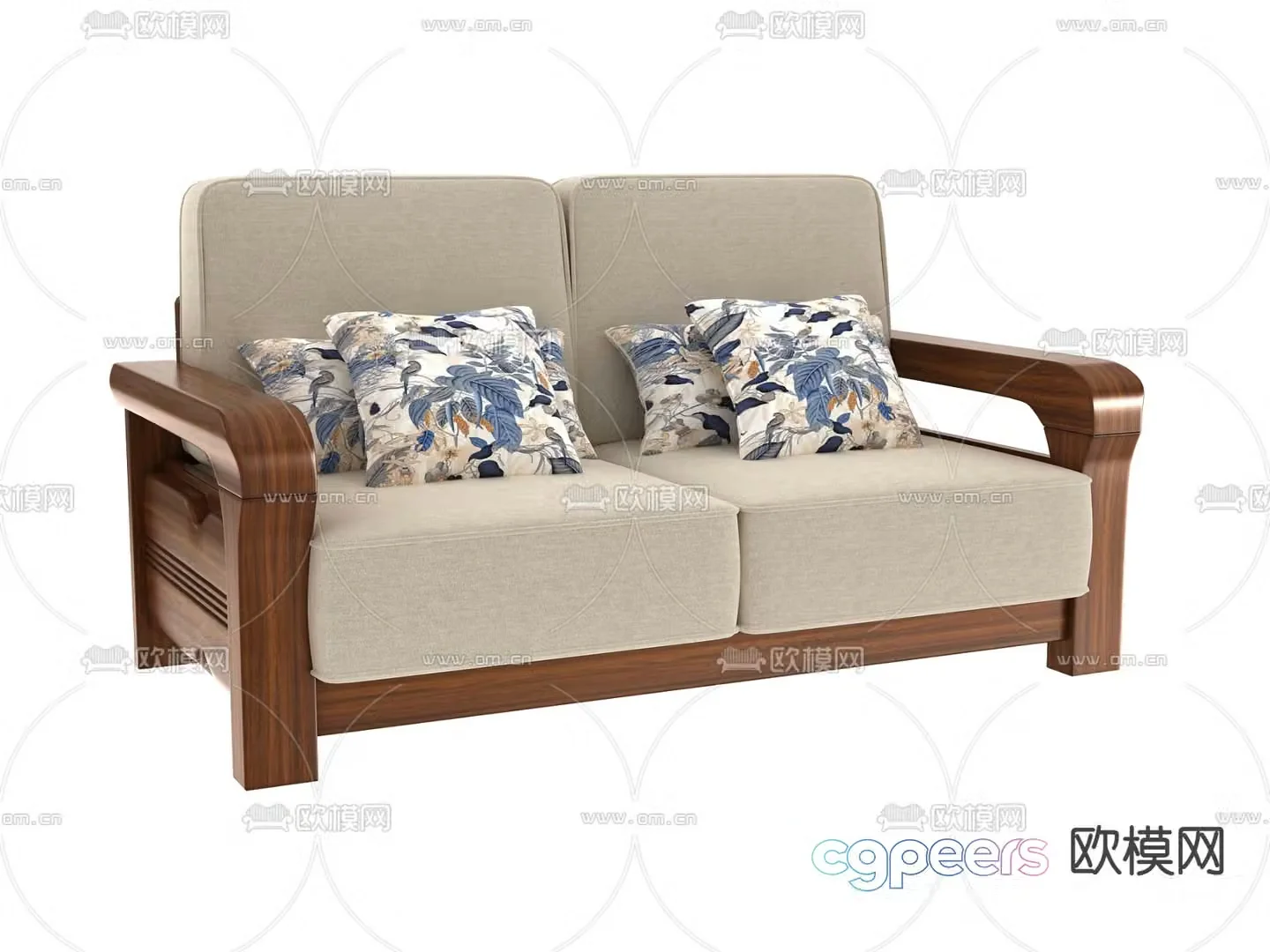 Double sofa upholstered sofa 3d model